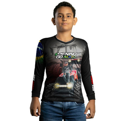 Camisa Agro Brk Menino do Agro Trator Vermelho com Proteção Solar UV50+ - Brk Agro