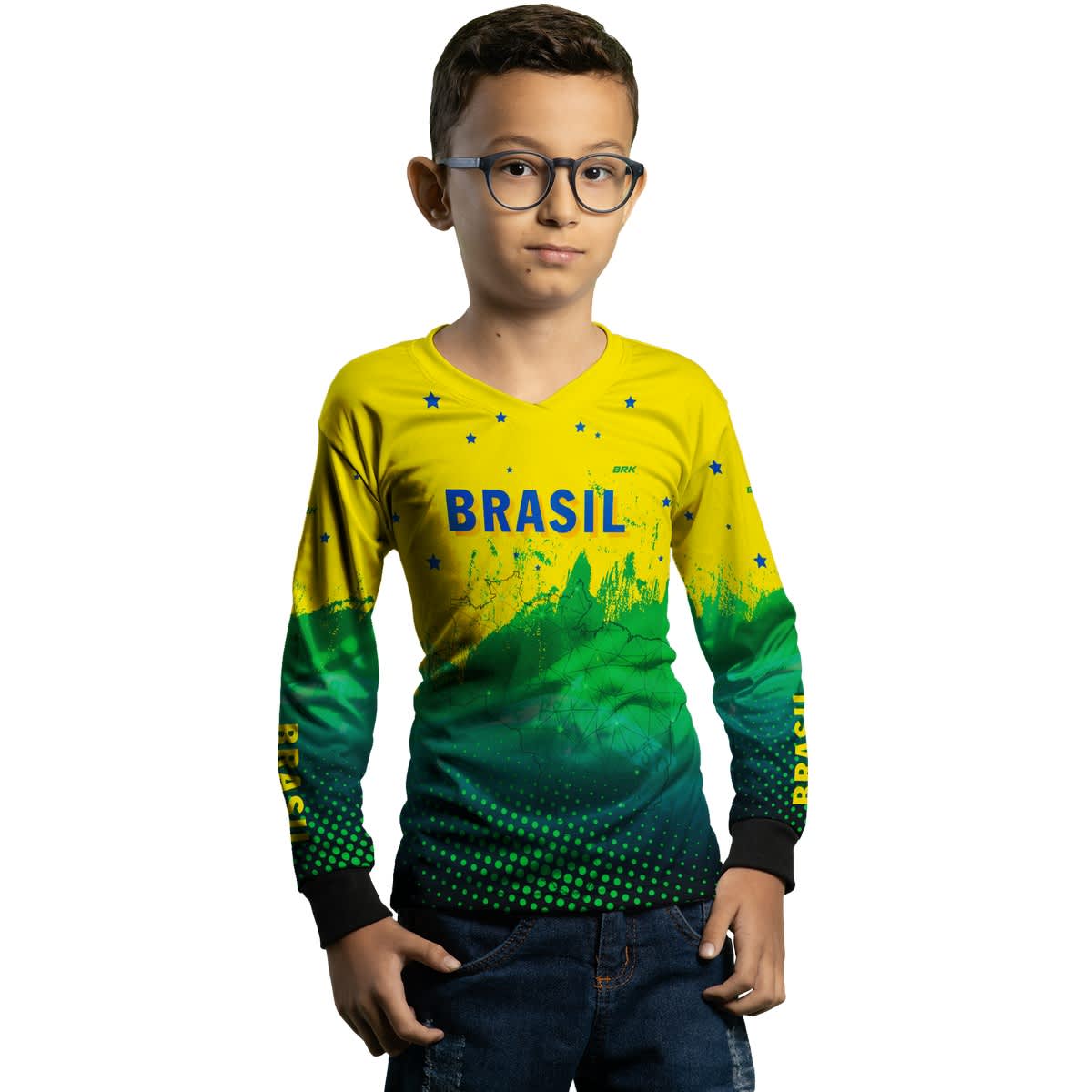 Camisa Agro Brk Brasil Amarela com Proteção Solar UV50+ - Brk Agro