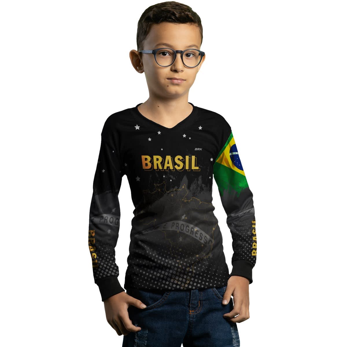 Camisa Agro Brk Brasil Preta com Proteção Solar UV50+ - Brk Agro