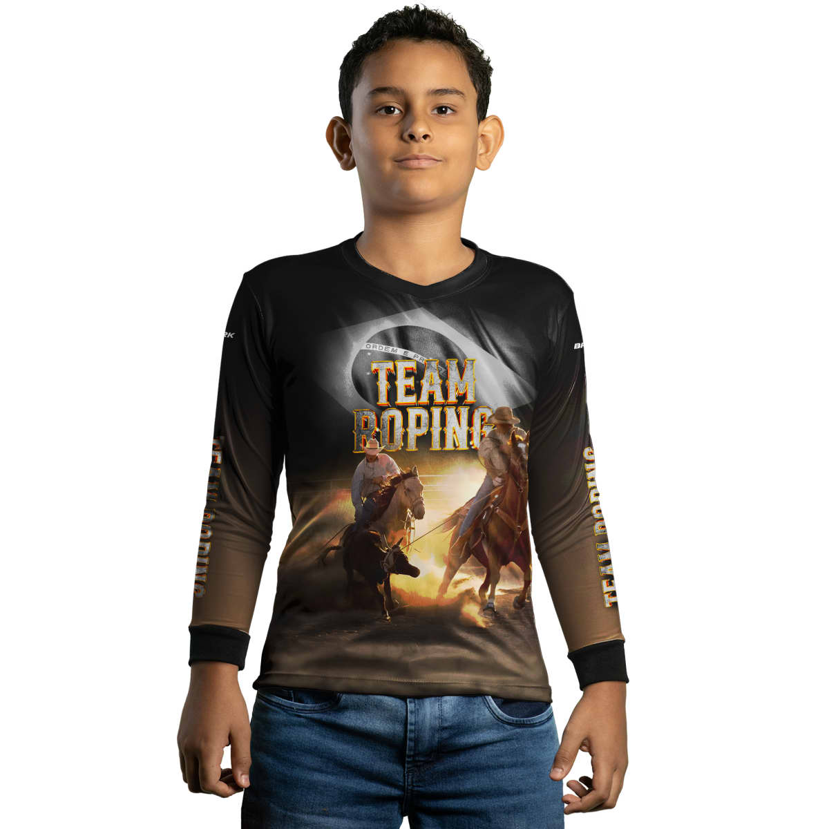 Camisa Agro Brk Team Roping Preto com Proteção UV50+ - BRK AGRO