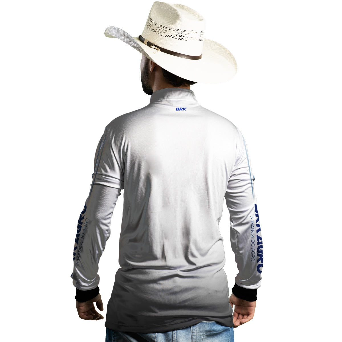 Camisa Agro Brk Básica Branca e Azul com Proteção Solar UV50+ - Brk Agro