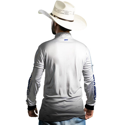 Camisa Agro Brk Básica Branca e Azul com Proteção Solar UV50+ - Brk Agro