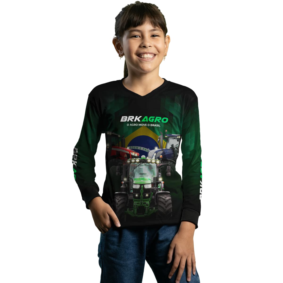Camisa Agro Brk Preta Tratores com Proteção Solar UV50+ - Brk Agro