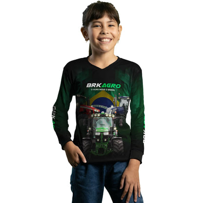 Camisa Agro Brk Preta Tratores com Proteção Solar UV50+ - Brk Agro