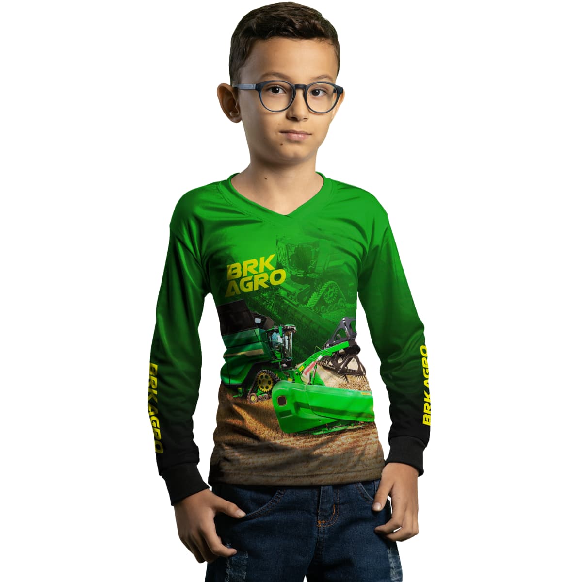 Camisa Agro Brk Colheitadeira X9 Verde com Proteção Solar UV50+ - Brk Agro