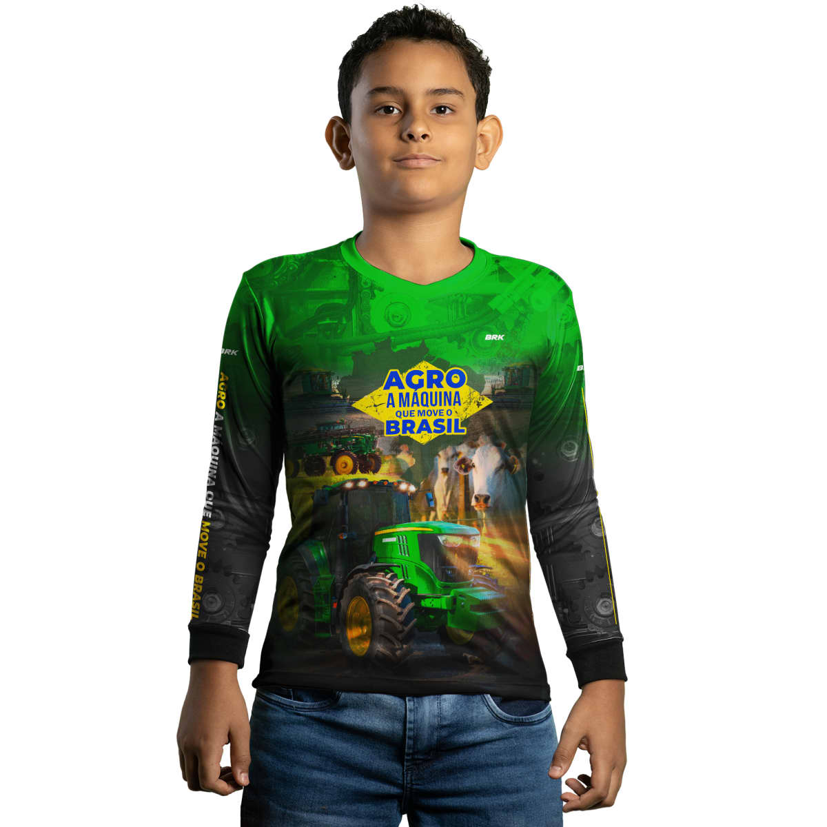 Camisa Agro Brk Verde A Máquina Que Move o Brasil com Proteção Solar UV50+ - Brk Agro
