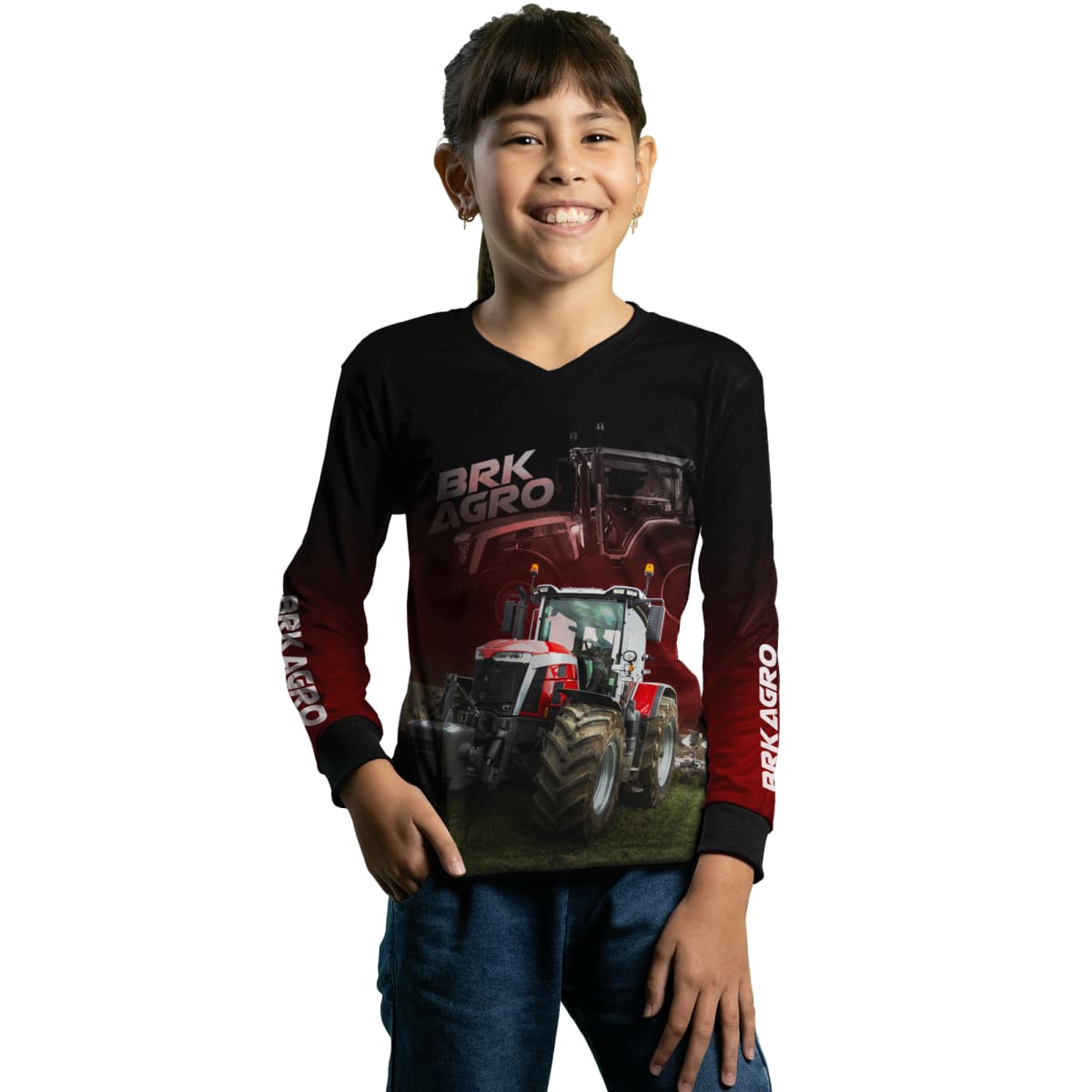 Camisa Agro Brk Trator 8S Vermelho Escura com Proteção Solar UV50+ - Brk Agro