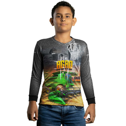 Camisa Agro Brk Colheitadeira Padroeira Fé no Agro com Proteção Solar UV50+ - Brk Agro