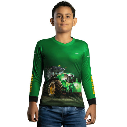 Camisa Agro Brk Força do Agro Trator Verde com Proteção Solar UV50+ - Brk Agro