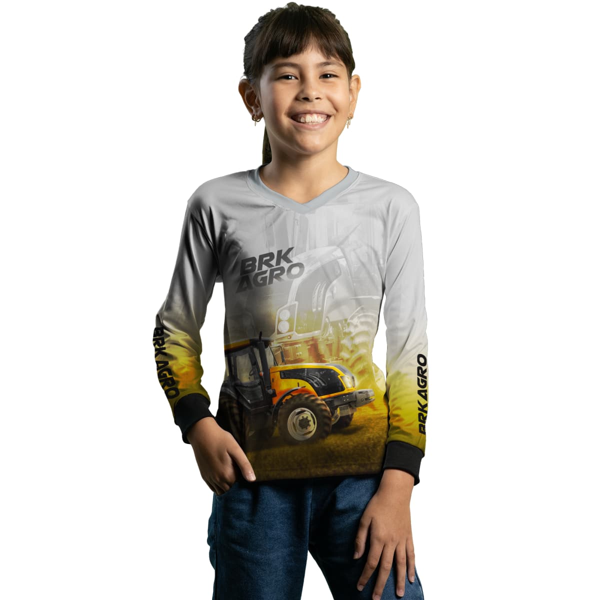 Camisa Agro Brk Trator BM135 Amarelo Clara com Proteção Solar UV50+ - Brk Agro