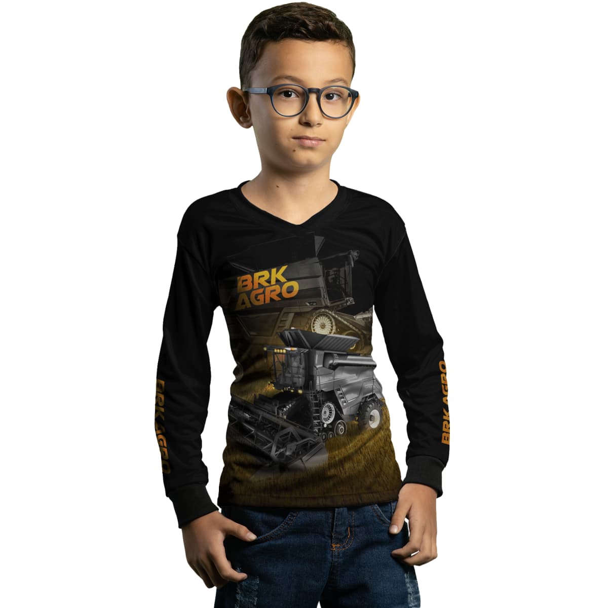 Camisa Agro Brk Preta Colheitadeira Ideal com Proteção Solar UV50+ - Brk Agro