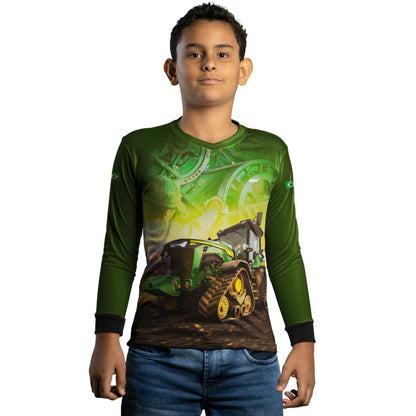 Camisa Agro Brk Trator Agrícola Verde com Proteção Solar UV50+ - Brk Agro