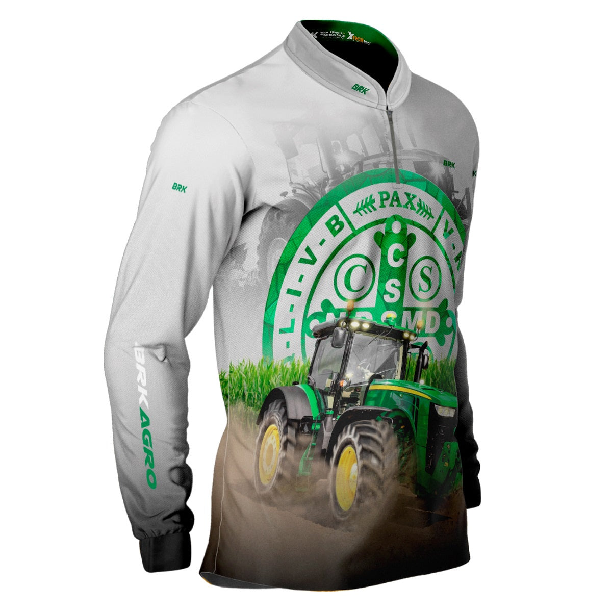 Camisa Agro Brk Trator São Bento Branca com UV50+ - BRK AGRO