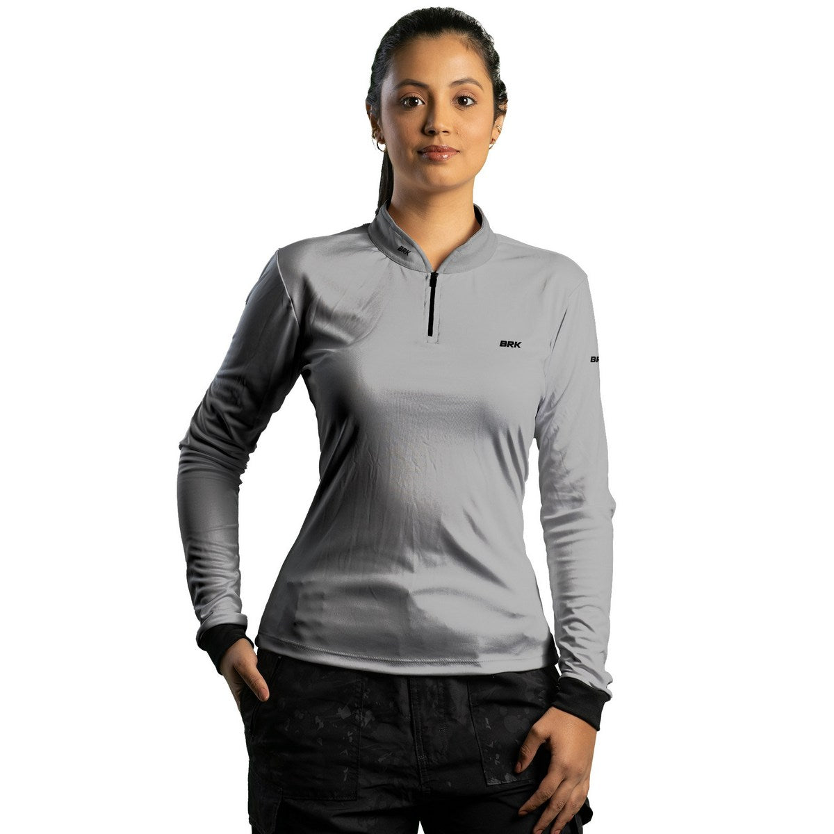 Camisa Agro Feminina Brk Básica Cinza Claro com Proteção Solar UV50+ - Brk Agro
