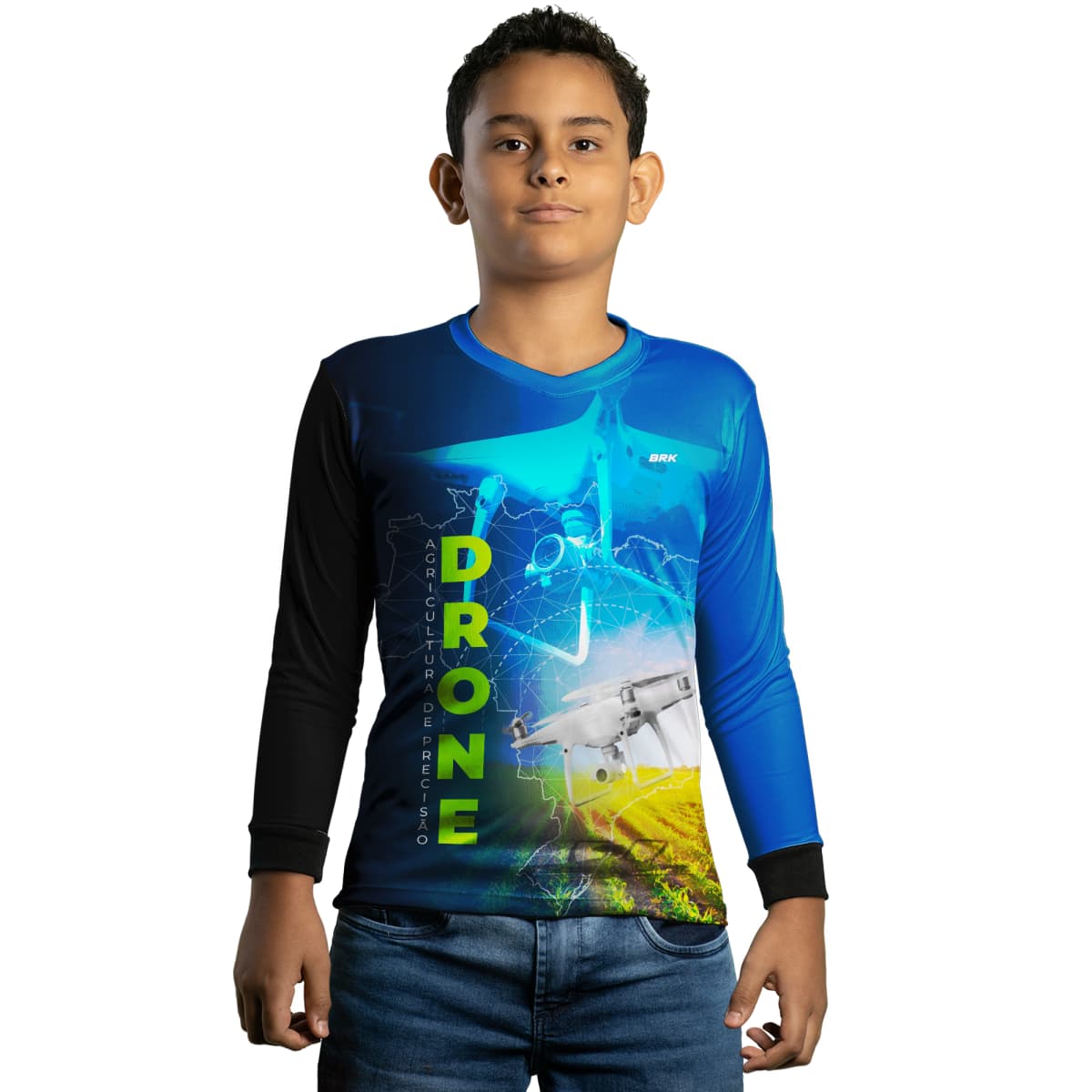 Camisa Agro Brk Azul Drone Agricultura de Precisão com Proteção Solar UV50+ - Brk Agro