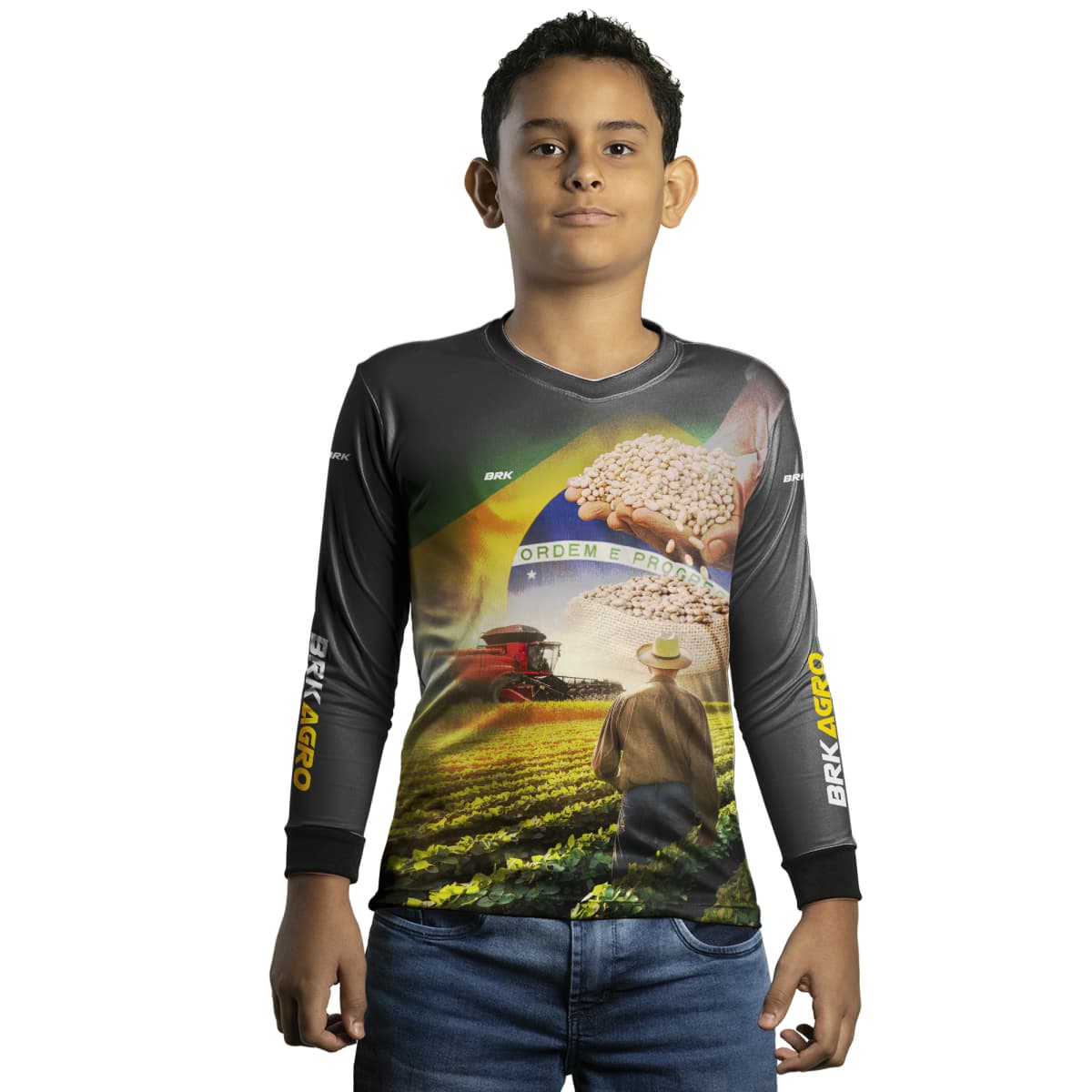 Camisa Infantil Agro Brk Plantação de Feijão com Proteção Solar UV50+ - Brk Agro