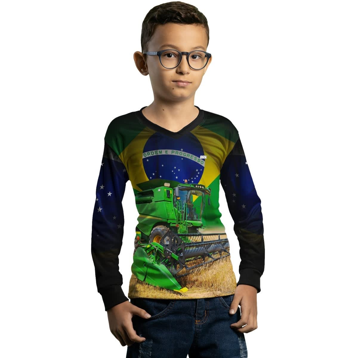 Camisa Infantil Agro Brk Colheitadeira com UV50+ - Brk Agro