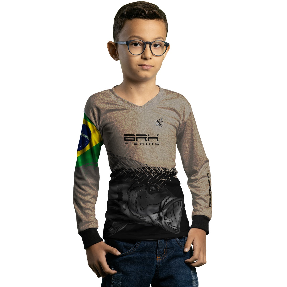 Camisa Infantil de Pesca Brk Garateia Tucunaré Brasil com UV50+ - Brk Agro