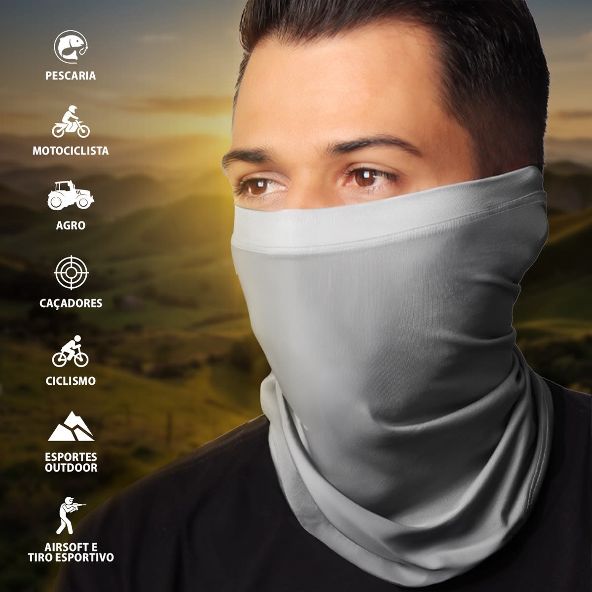 Bandana Tubeneck Agro Brk Preto Liso com Proteção Solar UV50+ - Brk Agro