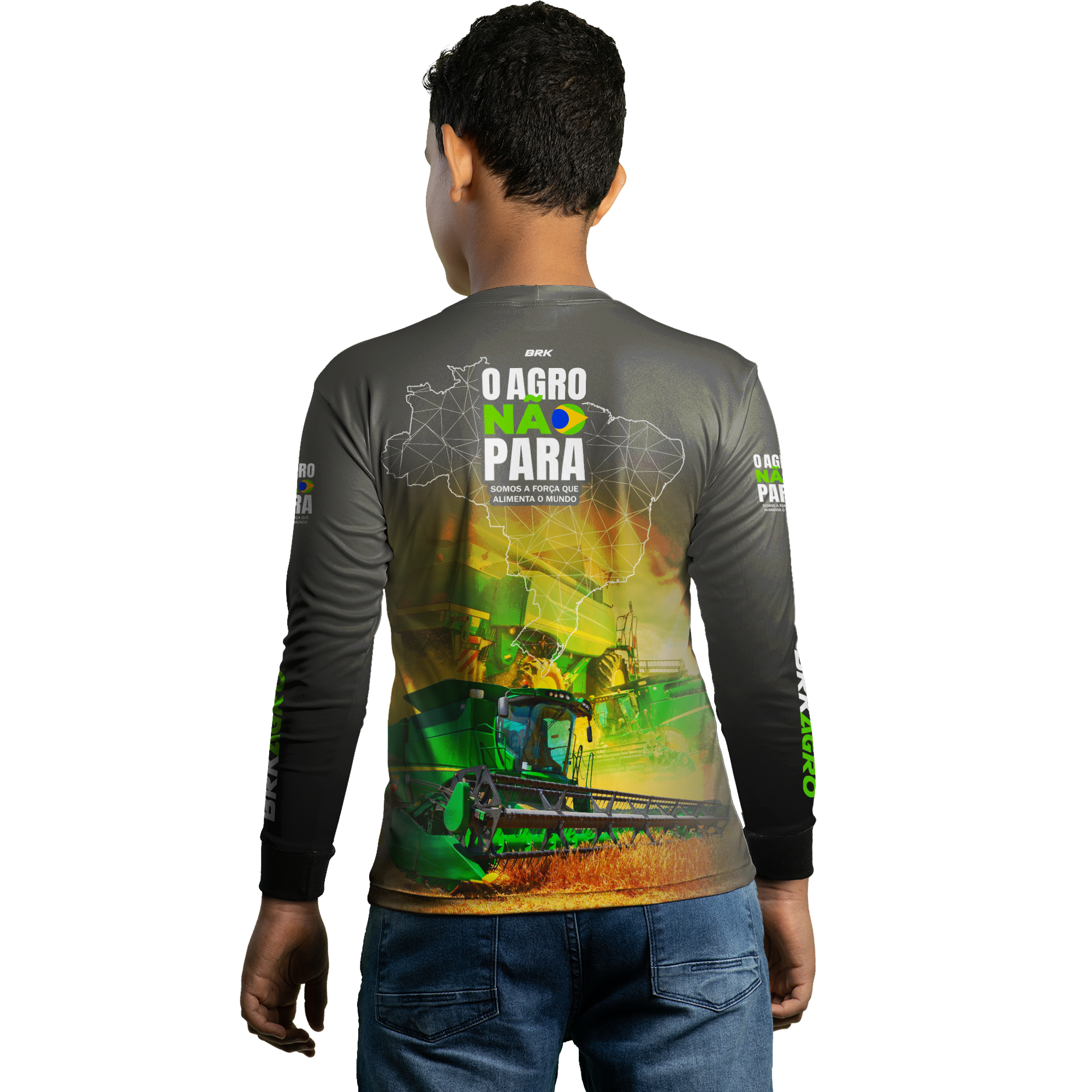 Camisa Agro Brk O Agro Não Para Trator Verde Claro com UV50+ - BRK AGRO