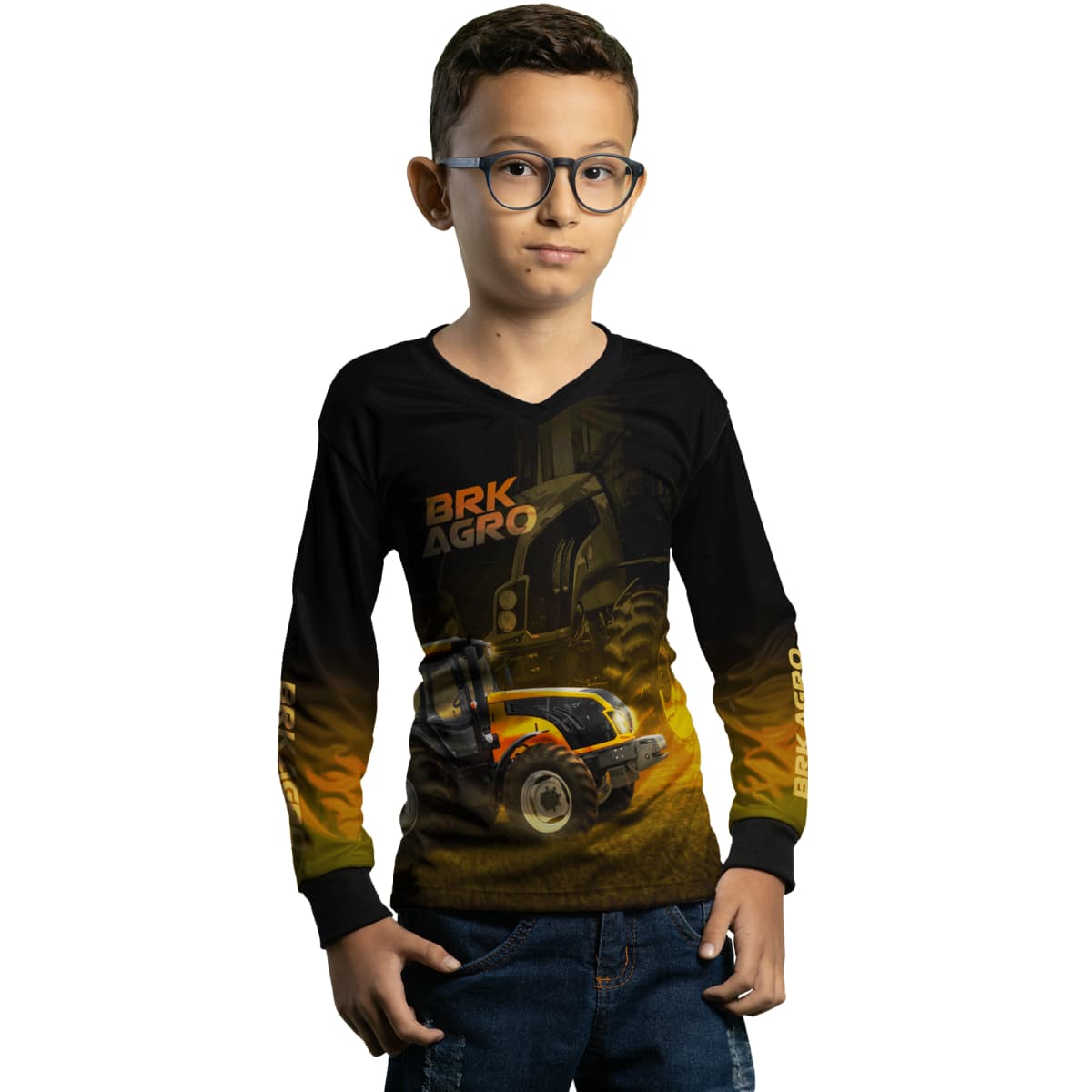 Camisa Agro Brk Trator BM135 Amarelo com Proteção Solar UV50+ - Brk Agro