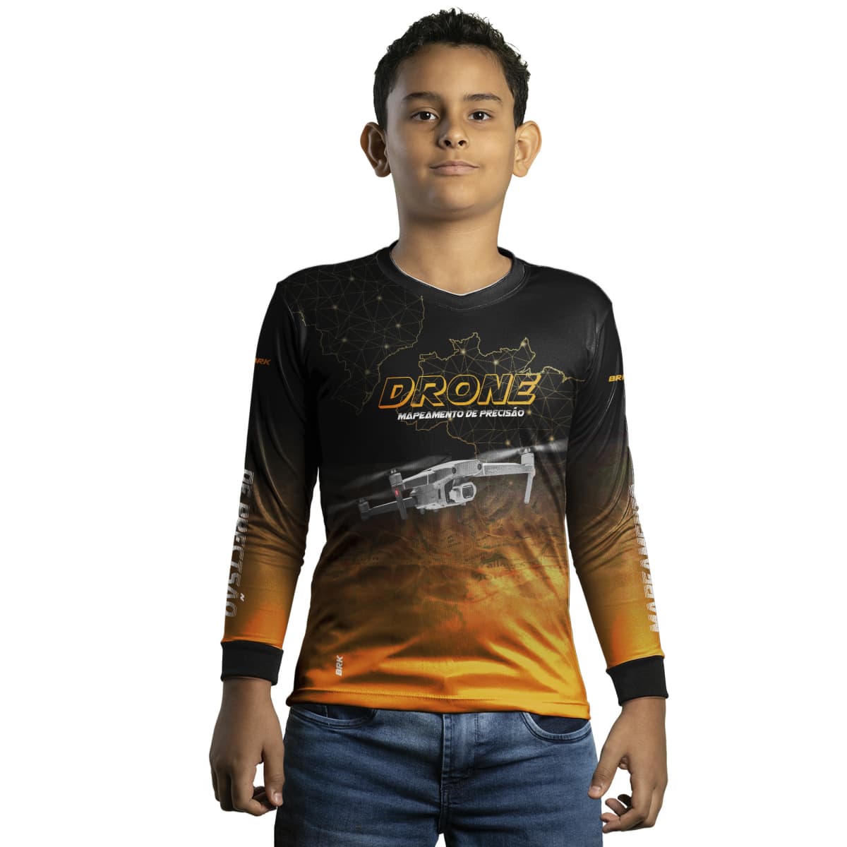 Camisa Agro Brk Drone Mapeamento DJI Laranja com Proteção Solar UV50+ - Brk Agro