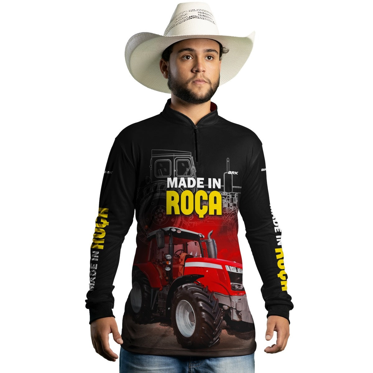 Camisa Agro Brk Made in Roça Trator Vermelho com Proteção Solar UV50+ - Brk Agro