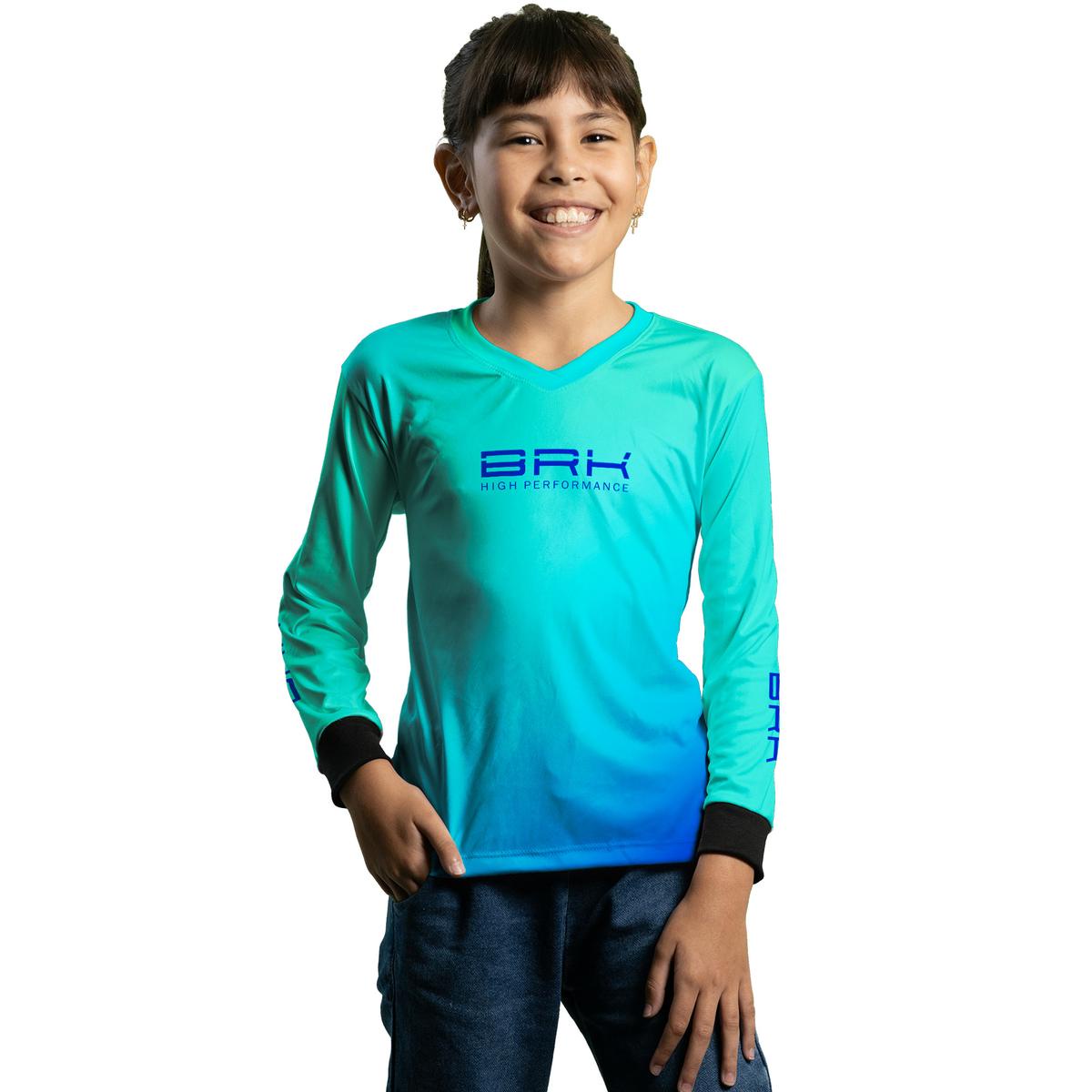 Camisa Agro Brk Feminina Azul e Verde com Proteção Solar UV50+ - Brk Agro