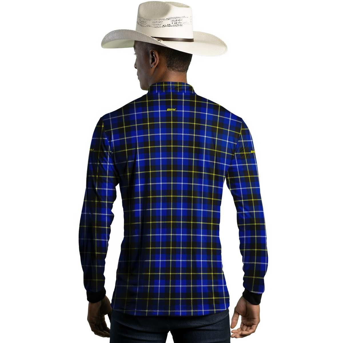 Camisa Agro Brk Country Masculina Xadrez Azul com Proteção Solar UV50+ - BRK AGRO