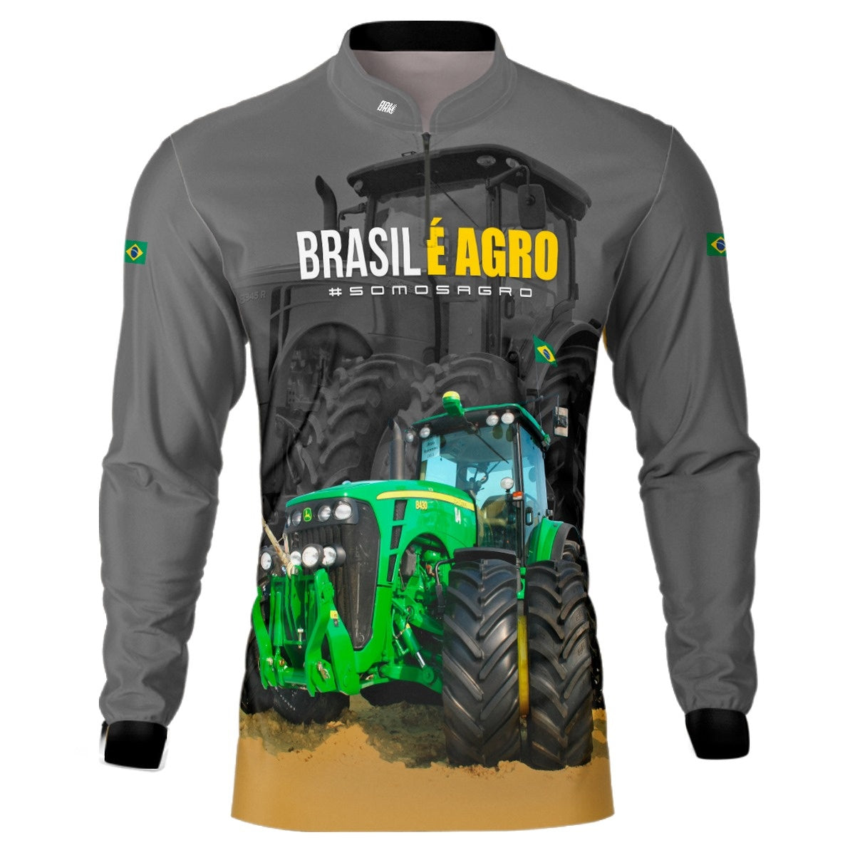 Camisa Agro Brk Cinza Brasil é Agro com Proteção Solar UV50+ - Brk Agro