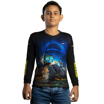 Camisa Agro Brk Trator Azul Bandeira do Brasil com Proteção Solar UV50+ - Brk Agro