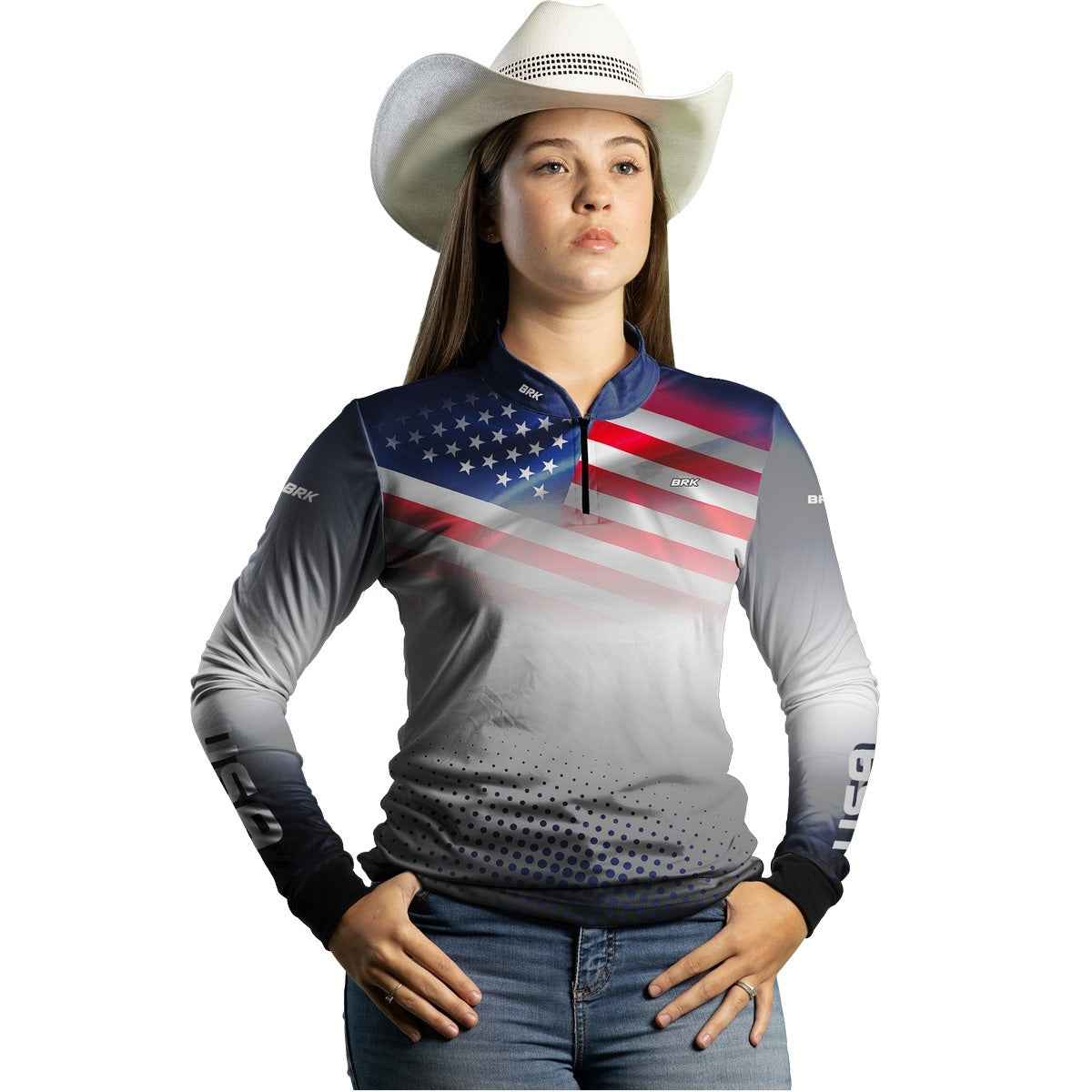 Camisa Agro Brk Branca Estados Unidos com Proteção Solar UV50+ - BRK AGRO