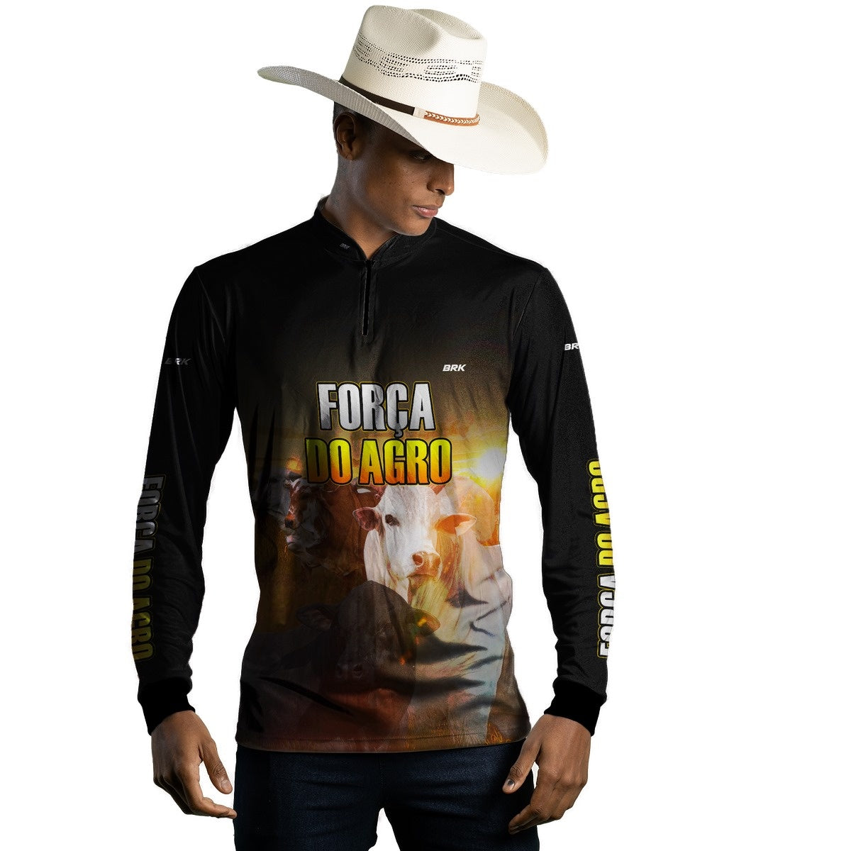 Camisa Agro Brk A Força do Agro Produtor de Bois com UV50+ - BRK AGRO