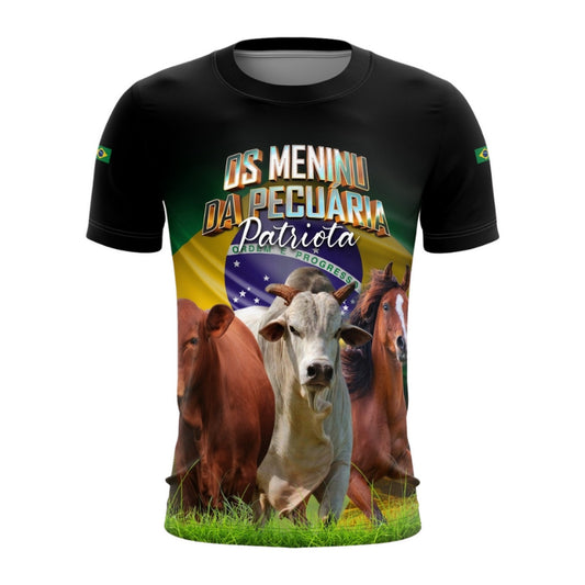 Camisa Brk Brasil Patriota Os Meninu da Pecuária com Proteção UV50 Envio Imediato