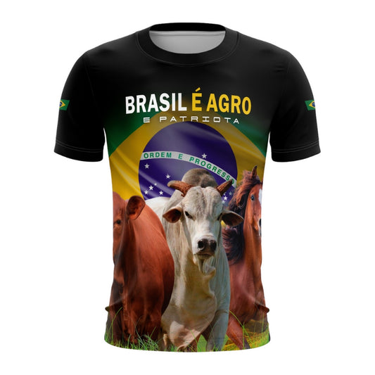 Camiseta Brasil Patriota Brasil é Agro Pecuária com UV50+ Envio Imediato