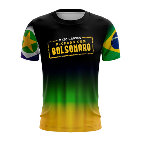 Camiseta Fechado com Bolsonaro Mato Grosso Patriota Envio Imediato