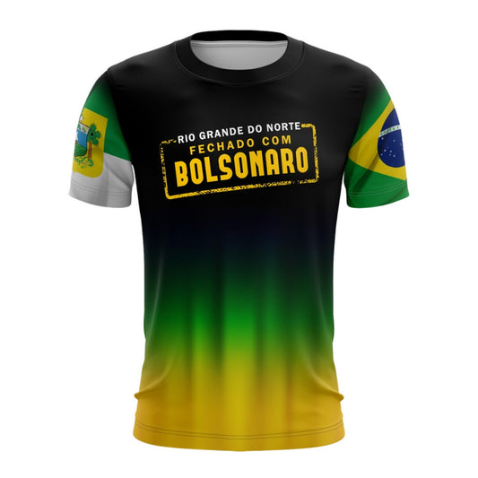 Camiseta Fechado com Bolsonaro Rio Grande do Norte Patriota Envio Imediato