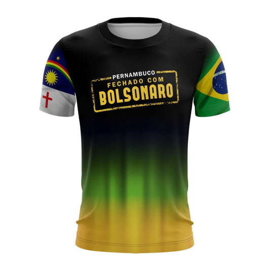 Camiseta Fechado com Bolsonaro Pernambuco Patriota Envio Imediato