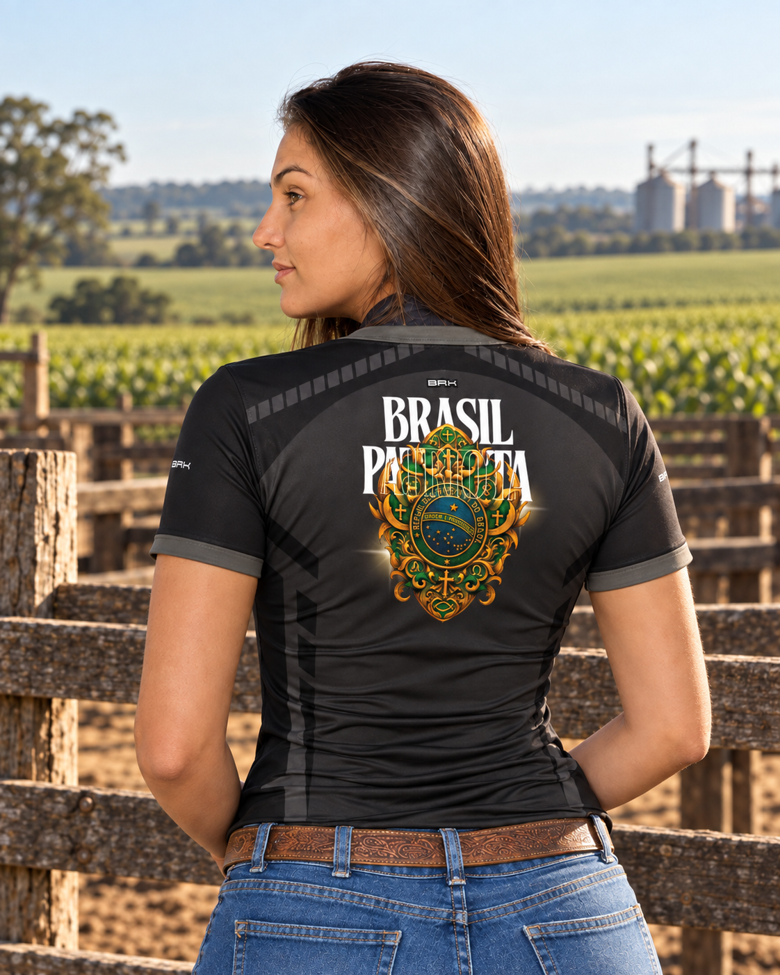 Camiseta Feminina Brasão Nacional Brasil Imperial com Proteção UV50