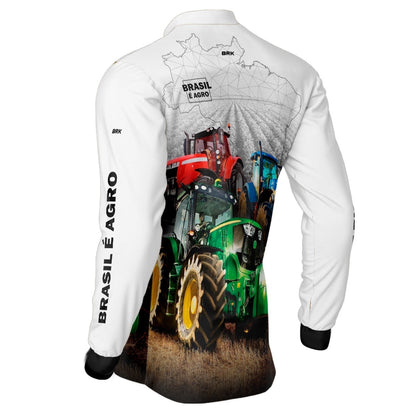 Camisa Agro Brk Brasil é Agro Branca com Proteção Solar UV50+ - Brk Agro