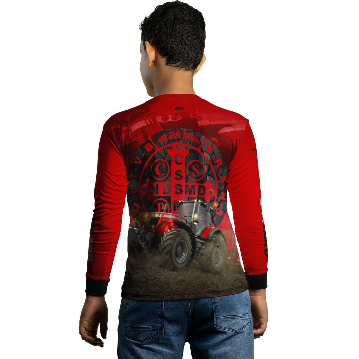 Camisa Infantil Agro Brk Trator São Bento Vermelha com UV50+ - Brk Agro