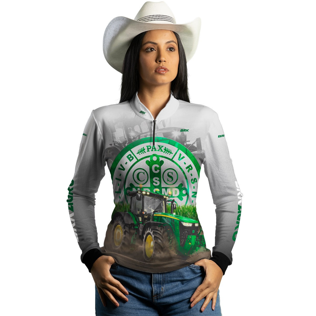 Camisa Agro Brk Trator São Bento Branca com UV50+ - BRK AGRO