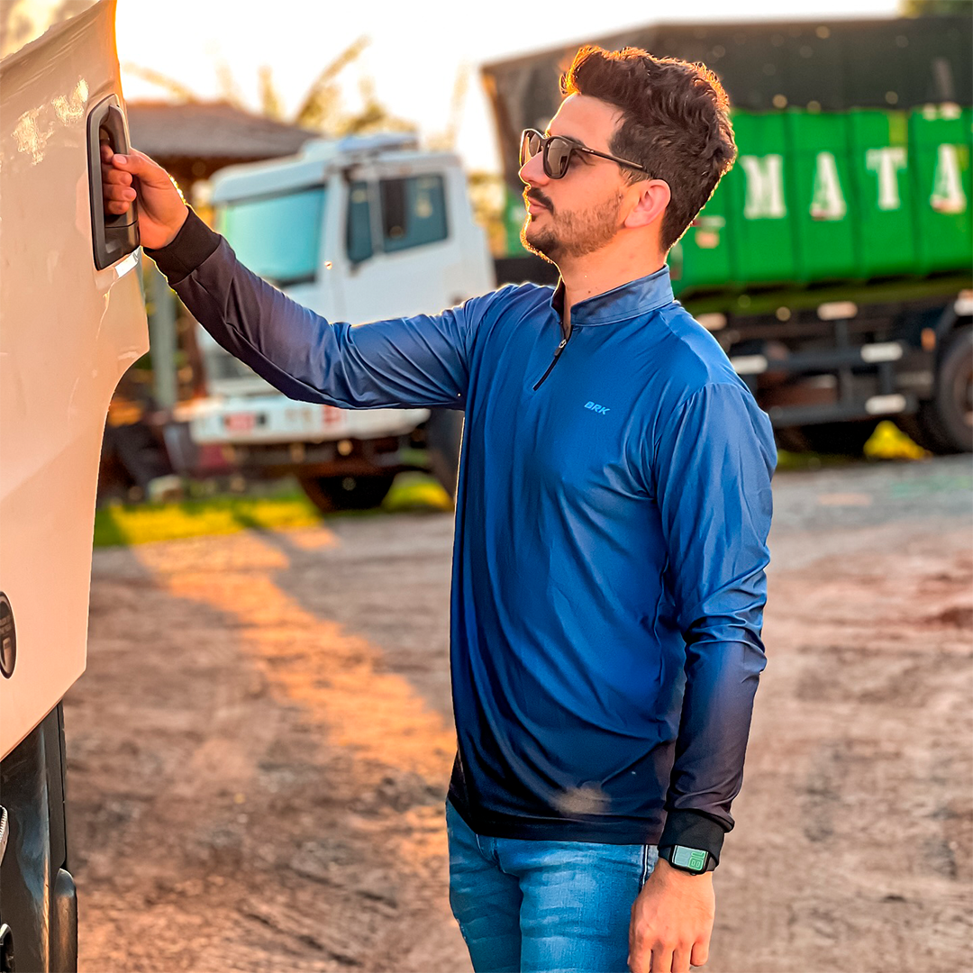 Camisa Térmica Brk Basic Azul Naval com Proteção Solar UV50+ - Brk Agro