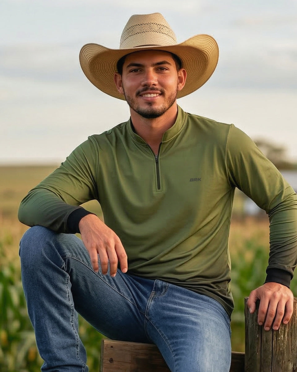 Camisa Agro Brk Unissex Basic Verde Musgo com Proteção Solar UV50+ Envio Imediato - Brk Agro