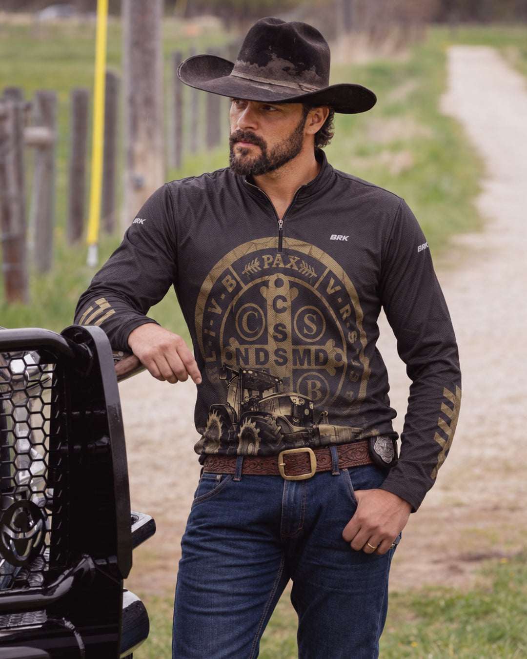 Camisa Agro Brk Medalhão São Bento com UV50+ Envio Imediato