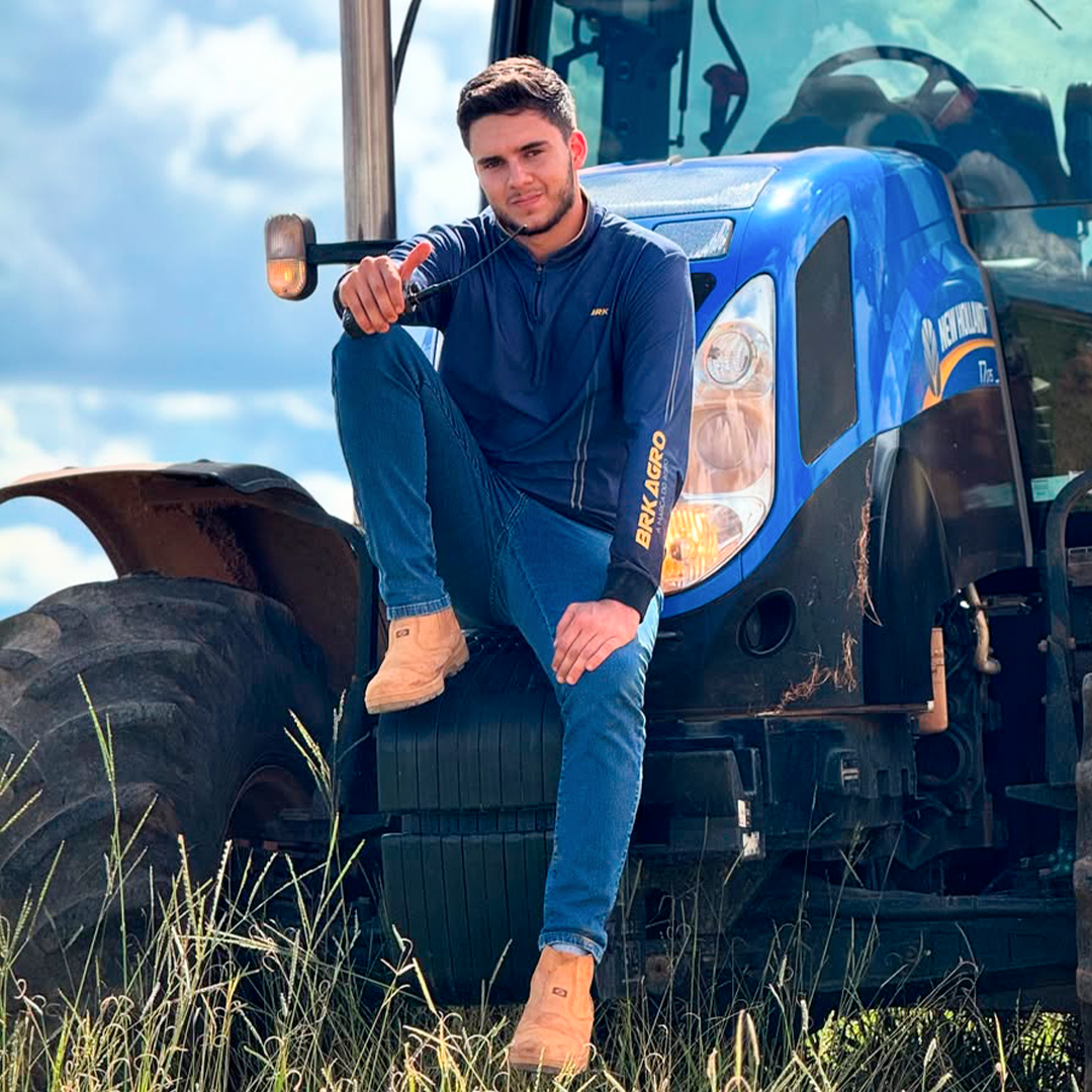 Camisa Agro Brk Básica Azul e Amarelo com Proteção UV50+ - Brk Agro