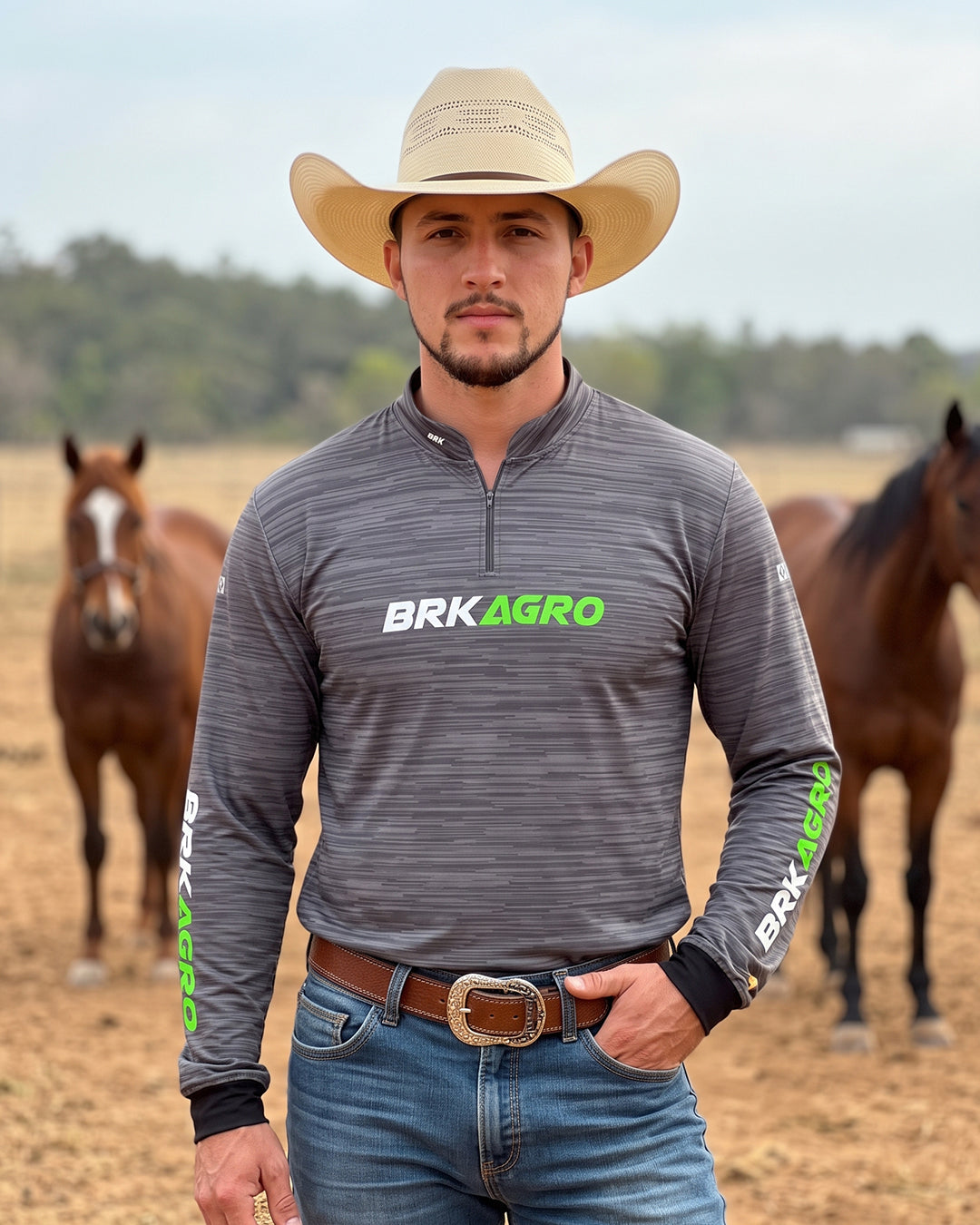 Camisa Básica Mescla Cinza com Proteção UV50 Envio Imediato