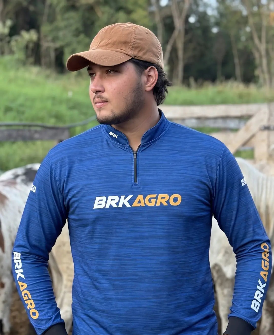 Camisa Agro Brk Mescla Azul Petróleo com Proteção Solar UV50+ - Brk Agro