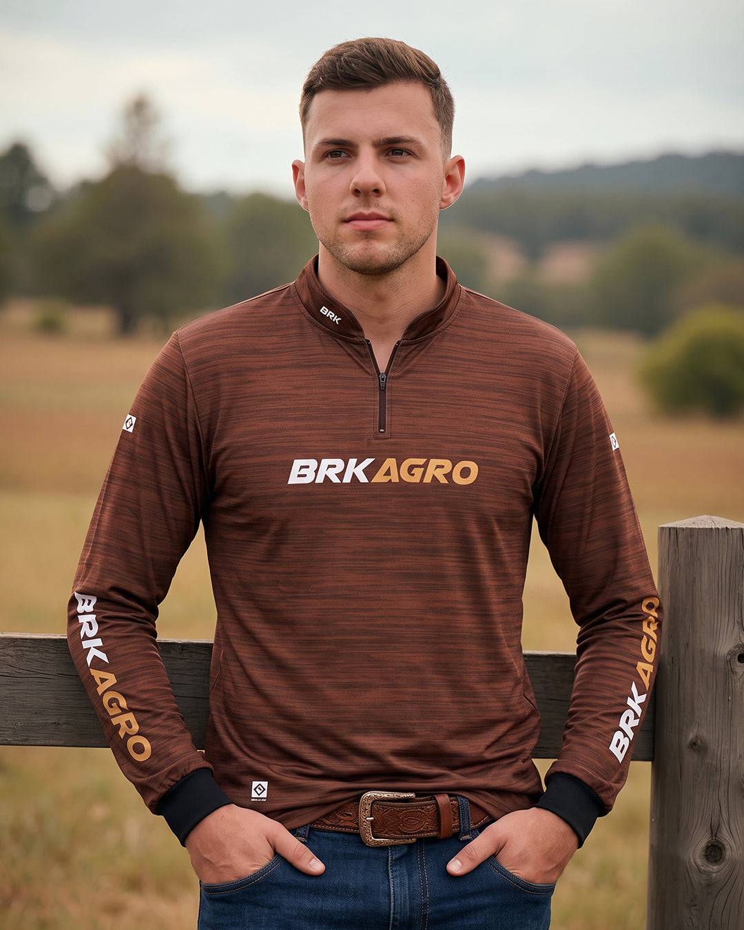Camisa Mescla Marrom Yellowstone com Proteção UV50 Envio Imediato