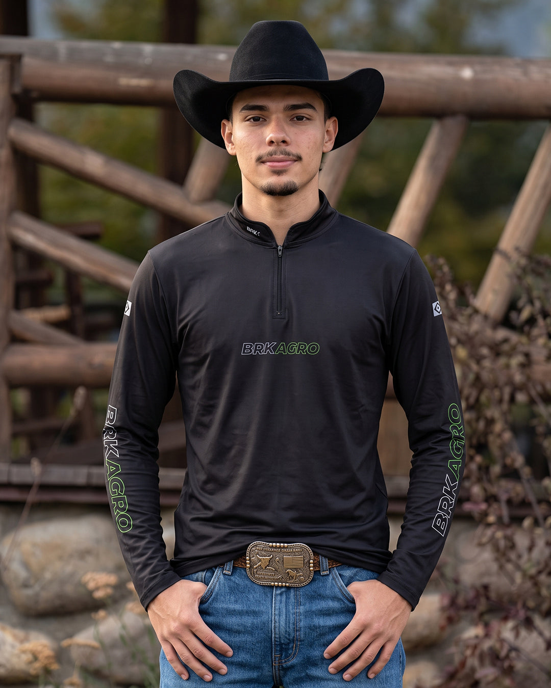 Camisa Agro BRK Mescla Preta com Proteção UV50+